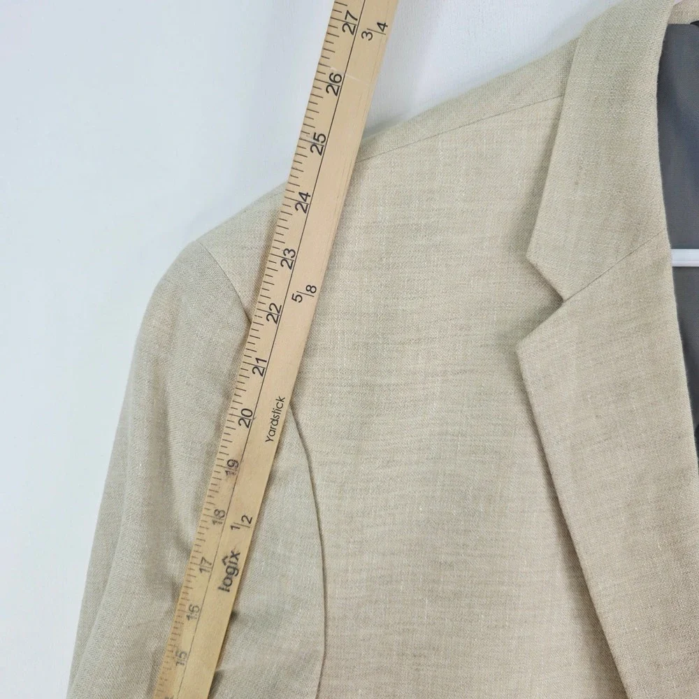 Jos A Bank Mens 50R Blazer Sport Coat Beige Tan Traditional Fit Two Button Linen
